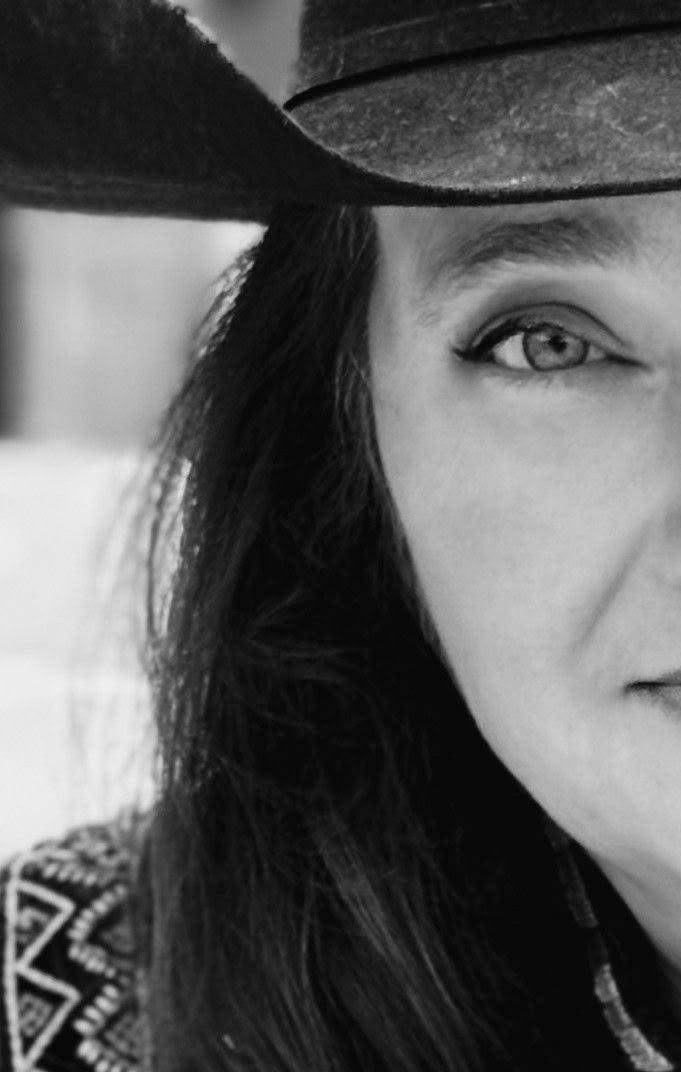 Annette Garvey in a cowboy hat, photographed in black and white